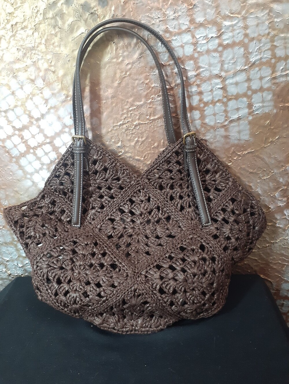Nwt Zara Woven Crochet Tote Bag - Brown